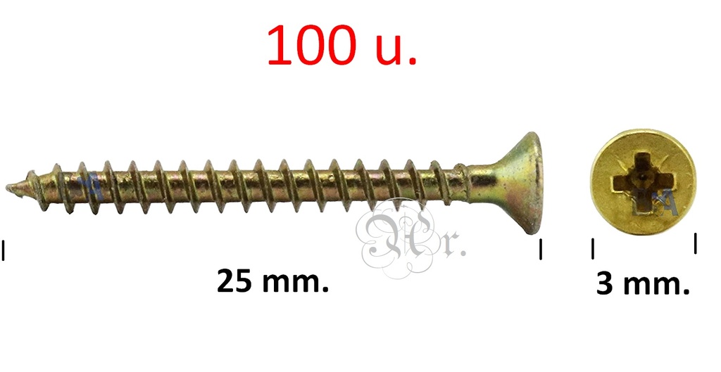 Tornillo Aglom. C/P. Pzd. 3.0*25 100 U.