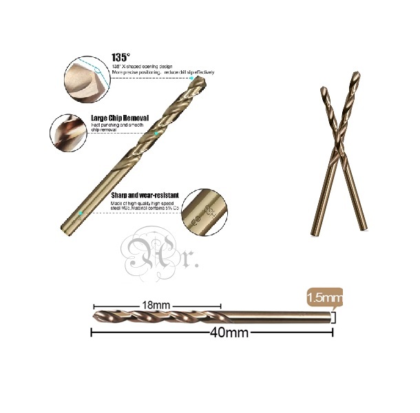 Set 2 Brocas Hss Cobalto 1.5 Mm.