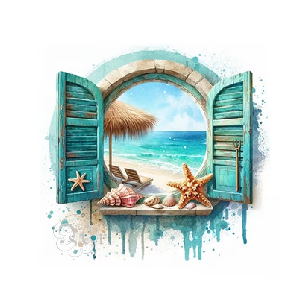 Transfer Textil Dtf 18*18 Cm. Ventana Al Mar