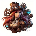 [0886037] Transfer Textil Dtf 18*18 Cm. Chica Steampunk