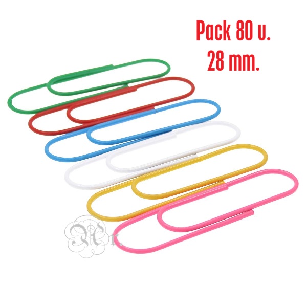 Pack 80 Clips Multicolor 28 mm.